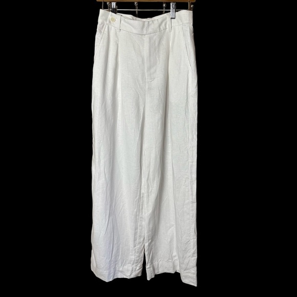 Madewell The Tall Harlow Wide Leg Pants 100% Linen White size 00T NWT - Picture 6 of 13